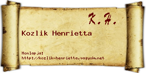 Kozlik Henrietta névjegykártya